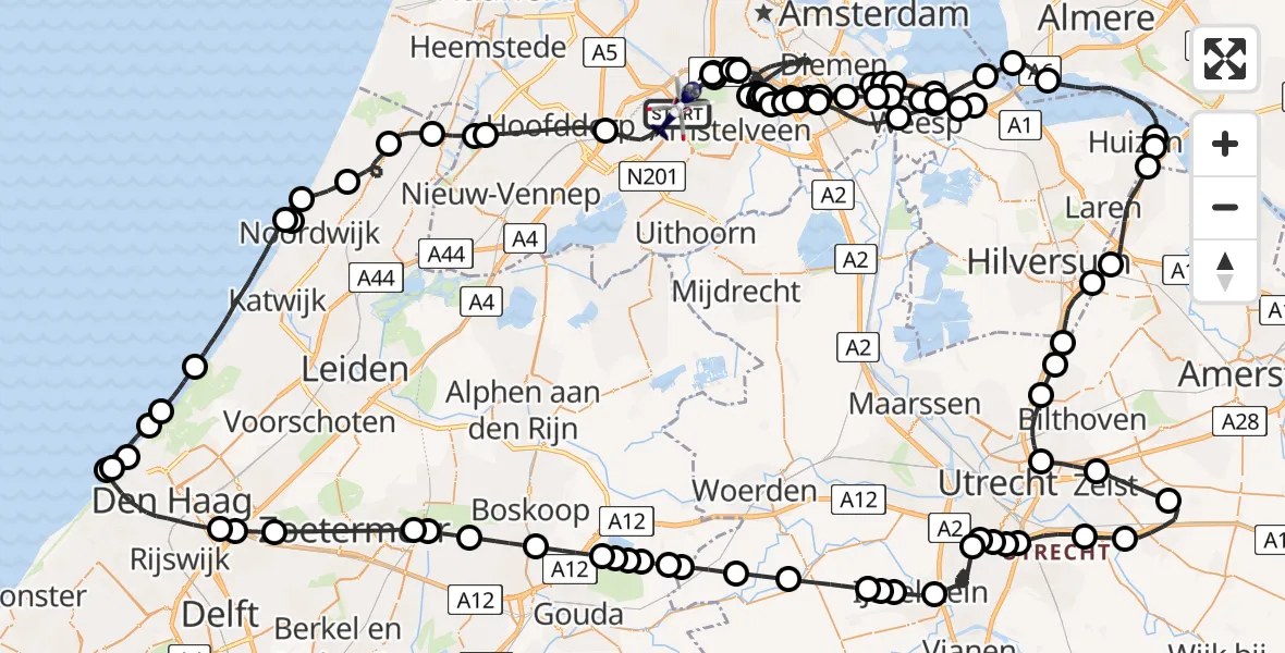 Vluchtroute Politiehelikopter Amsterdam Vliegveld Schiphol - Amsterdam Vliegveld Schiphol, 14 juli 2026, 08:28