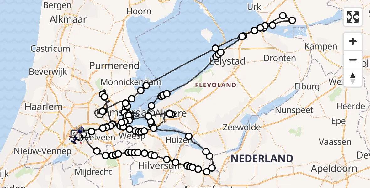 Vluchtroute Politiehelikopter Amsterdam Vliegveld Schiphol - Amsterdam Vliegveld Schiphol, 14 juli 2026, 11:08