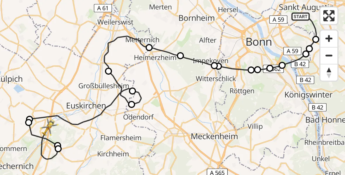 Vluchtroute  Sankt Augustin - Euskirchen, 14 juli 2026, 11:30