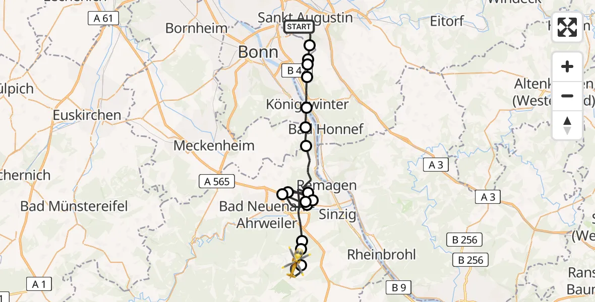 Vluchtroute  Sankt Augustin - Dedenbach, 14 juli 2026, 11:31