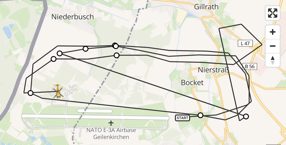 Vluchtroute  Geilenkirchen - Militärflugplatz Geilenkirchen, 14 juli 2026, 11:42