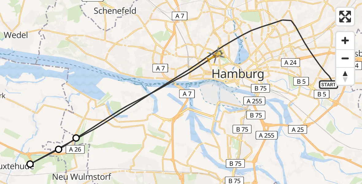 Vluchtroute  Hamburg - Hamburg, 14 juli 2026, 11:42