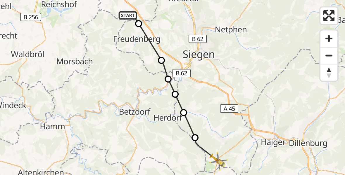 Vluchtroute  Wenden - Siegerland Flughafen, 14 juli 2026, 11:50