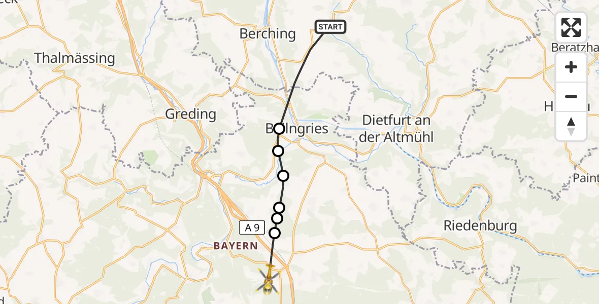 Vluchtroute  Berching - Denkendorf, 14 juli 2026, 11:52