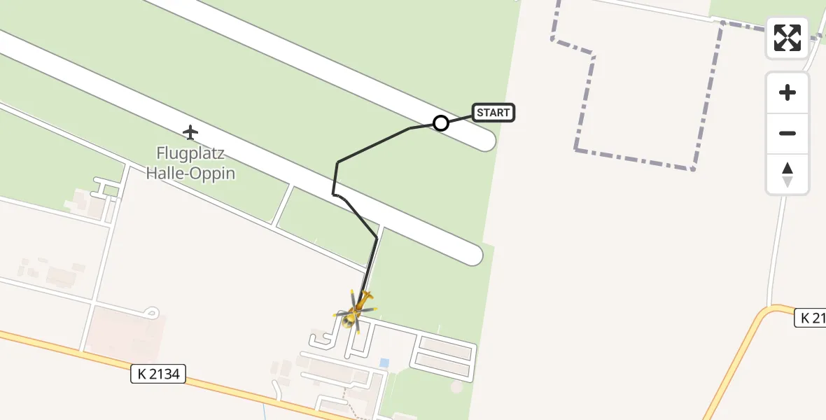Vluchtroute  Landsberg - Halle-Oppin Flugplatz, 14 juli 2026, 11:56