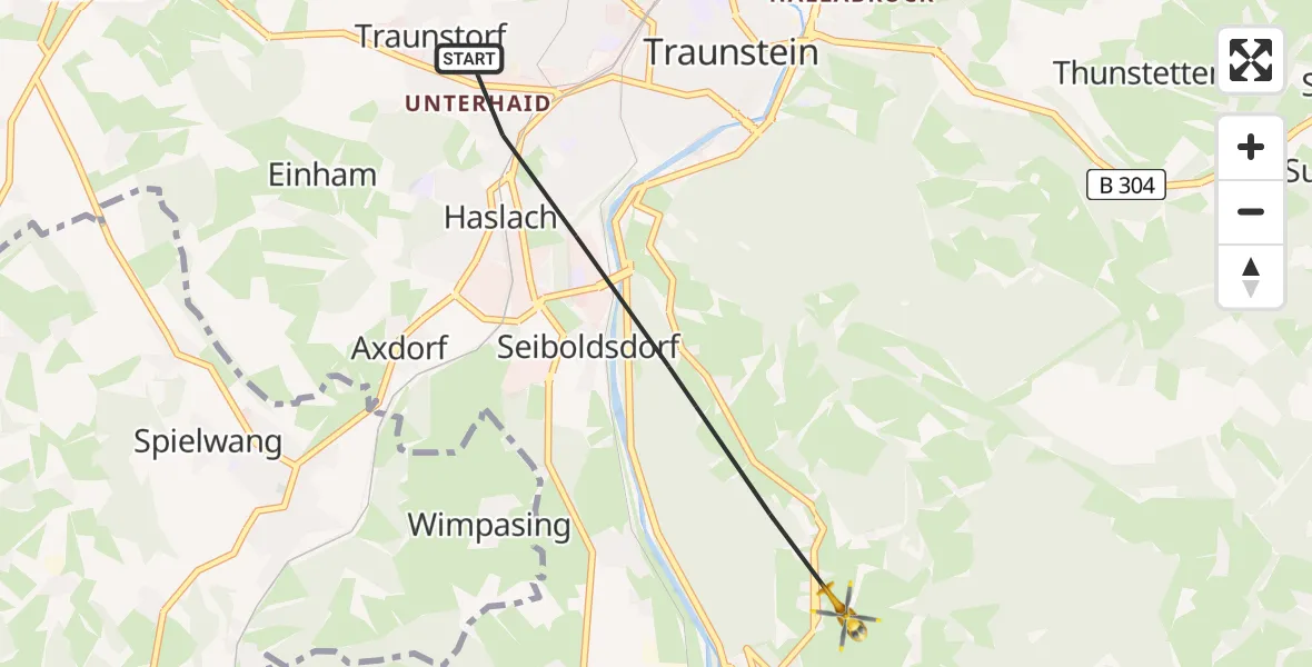 Vluchtroute  Traunstein - Siegsdorf, 14 juli 2026, 11:57