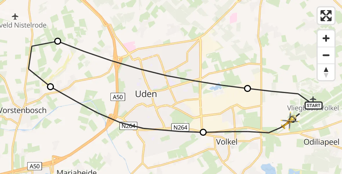 Vluchtroute Traumahelikopter Vliegbasis Volkel - Volkel, 14 juli 2026, 12:09