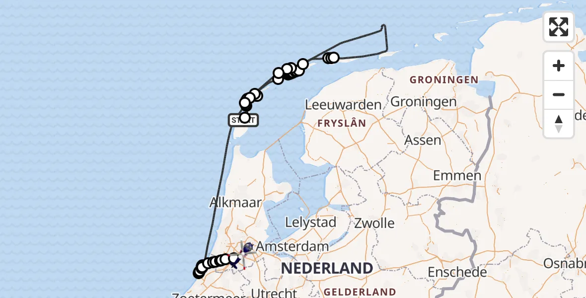 Vluchtroute Politiehelikopter Texel International Airport - Amsterdam Vliegveld Schiphol, 14 juli 2026, 17:01