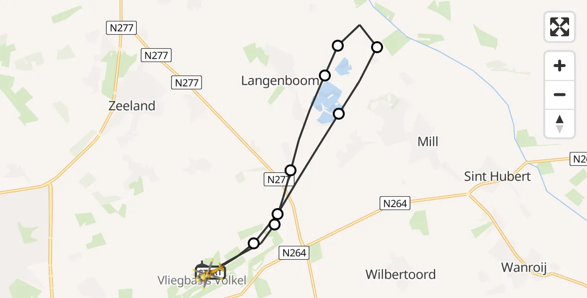 Vluchtroute Traumahelikopter Vliegbasis Volkel - Vliegbasis Volkel, 15 juli 2026, 03:50