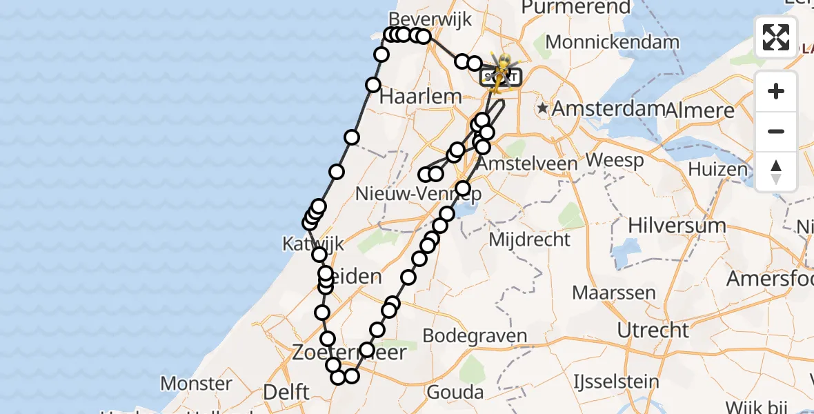 Vluchtroute Traumahelikopter Amsterdam Heliport - Amsterdam Heliport, 15 juli 2026, 06:53