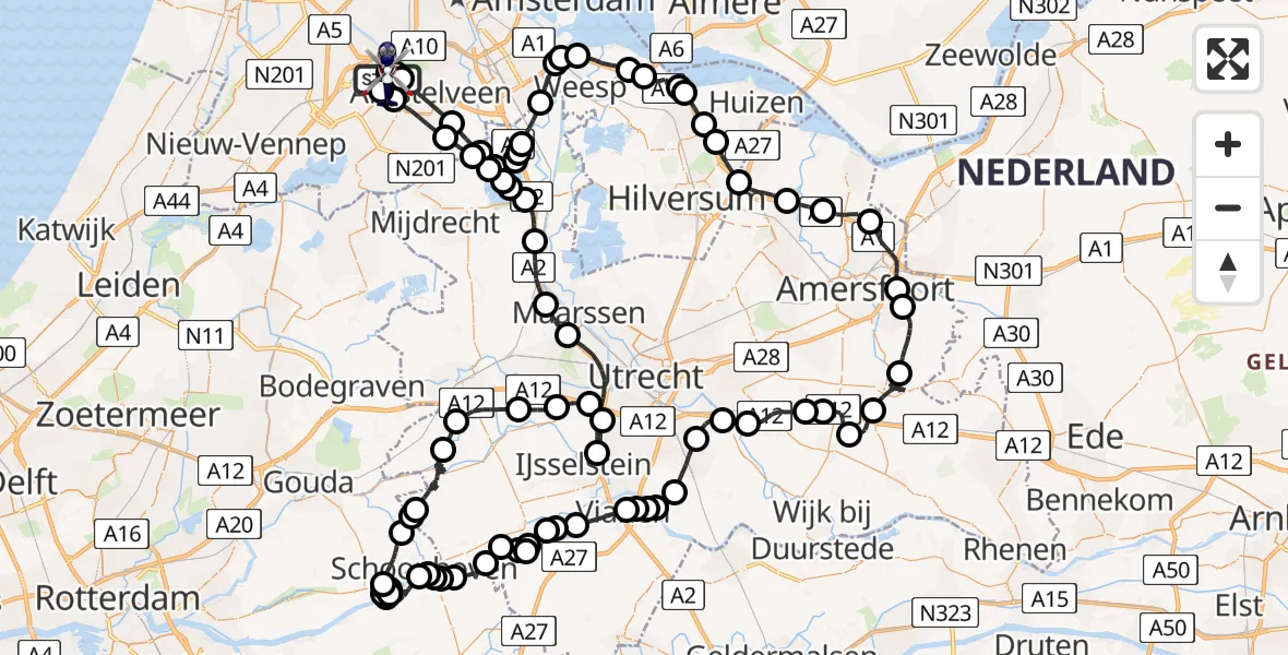 Vluchtroute Politiehelikopter Amsterdam Vliegveld Schiphol - Amsterdam Vliegveld Schiphol, 15 juli 2026, 08:02