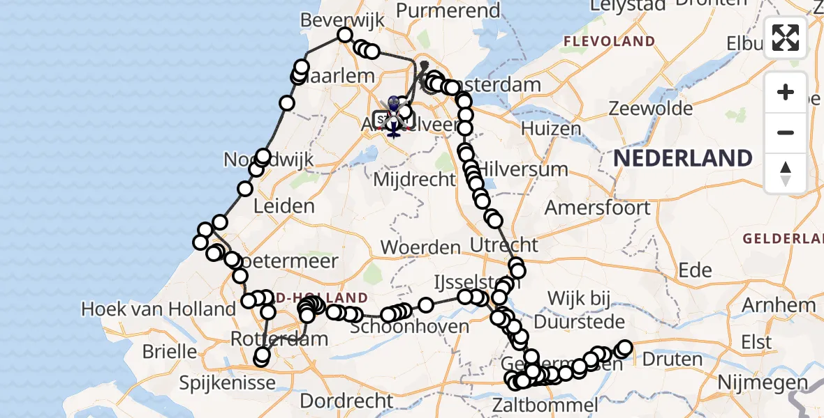 Vluchtroute Politiehelikopter Amsterdam Vliegveld Schiphol - Amsterdam Vliegveld Schiphol, 15 juli 2026, 08:47