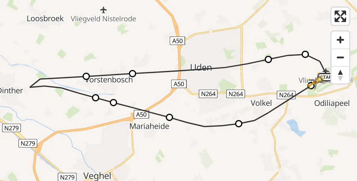 Vluchtroute Traumahelikopter Vliegbasis Volkel - Vliegbasis Volkel, 15 juli 2026, 16:50