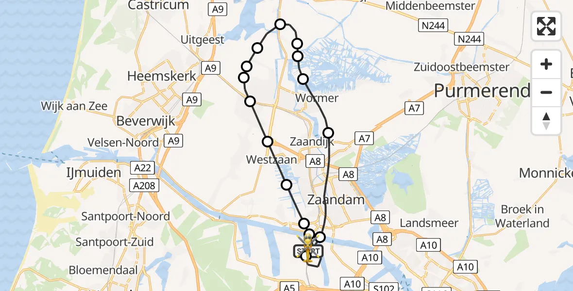 Vluchtroute Traumahelikopter Amsterdam Heliport - Amsterdam Heliport, 15 juli 2026, 17:40