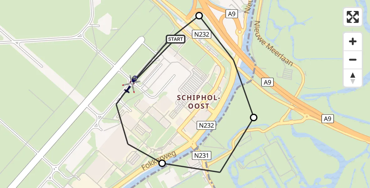 Vluchtroute Politiehelikopter Amsterdam Vliegveld Schiphol - Amsterdam Vliegveld Schiphol, 15 juli 2026, 21:27