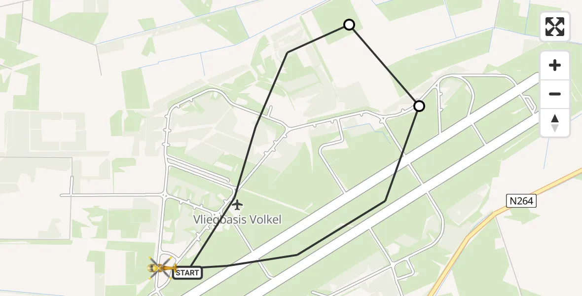 Vluchtroute Traumahelikopter Vliegbasis Volkel - Vliegbasis Volkel, 15 juli 2026, 21:55
