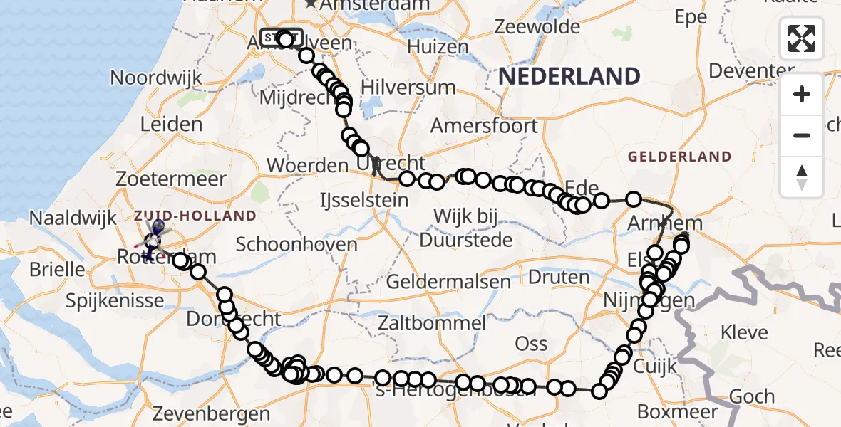 Vluchtroute Politiehelikopter Amsterdam Vliegveld Schiphol - Rotterdam The Hague Airport, 16 juli 2026, 07:43