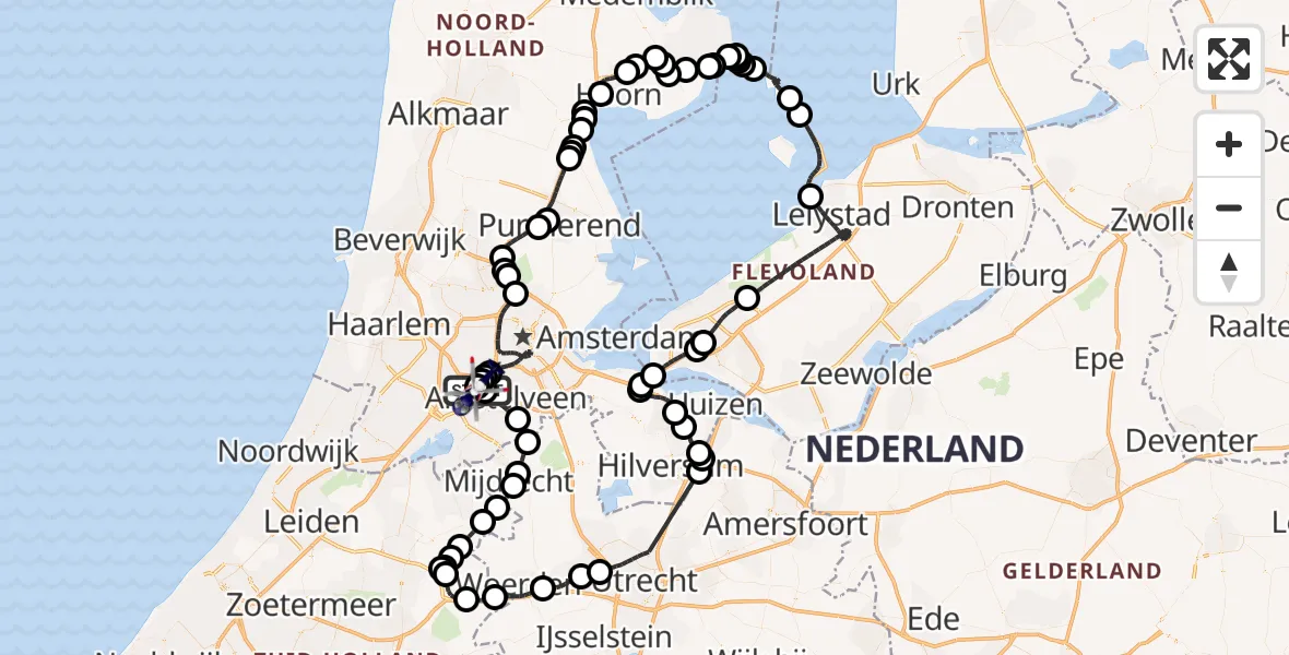Vluchtroute Politiehelikopter Amsterdam Vliegveld Schiphol - Amsterdam Vliegveld Schiphol, 16 juli 2026, 08:25