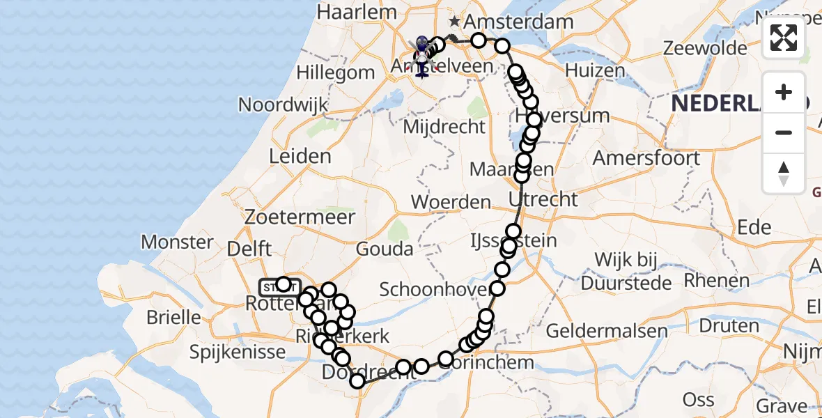 Vluchtroute Politiehelikopter Rotterdam The Hague Airport - Amsterdam Vliegveld Schiphol, 16 juli 2026, 10:49