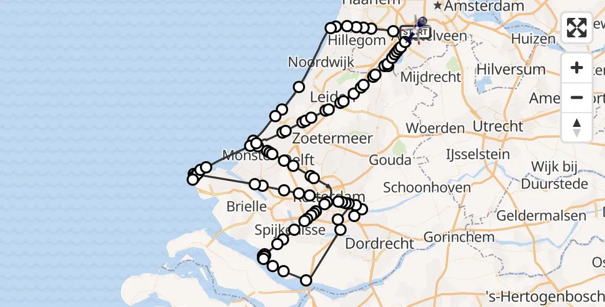 Vluchtroute Politiehelikopter Amsterdam Vliegveld Schiphol - Amsterdam Vliegveld Schiphol, 16 juli 2026, 14:03
