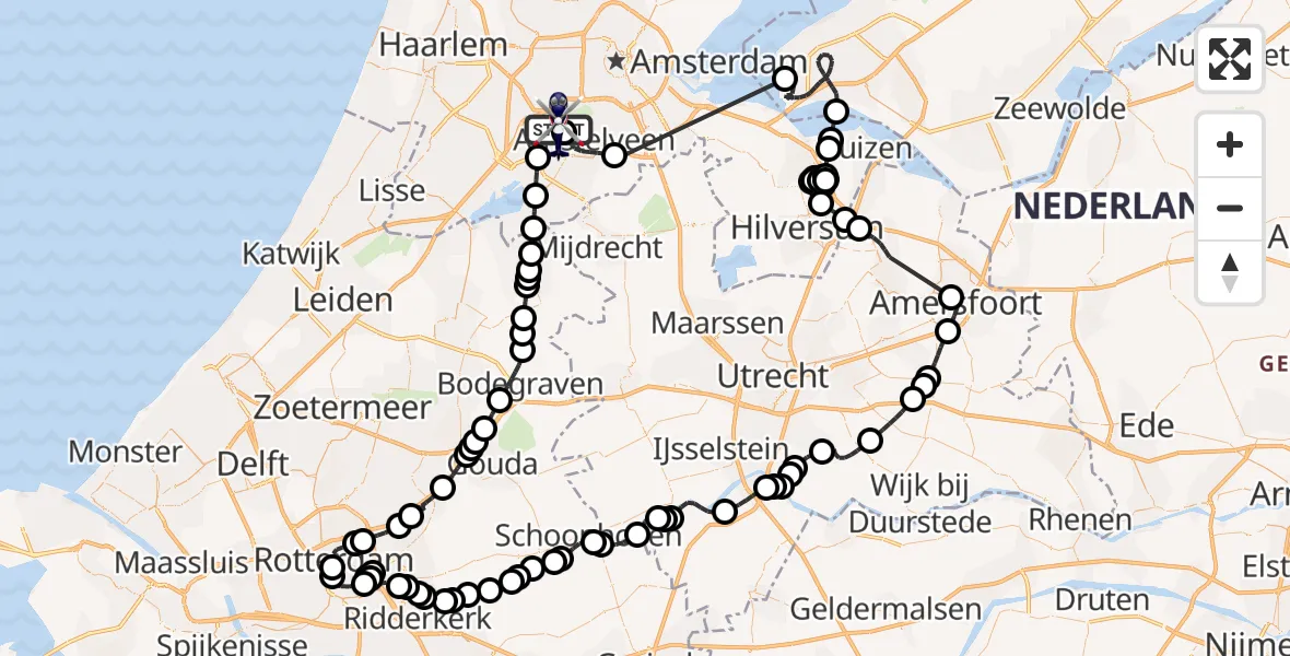 Vluchtroute Politiehelikopter Amsterdam Vliegveld Schiphol - Amsterdam Vliegveld Schiphol, 16 juli 2026, 18:25
