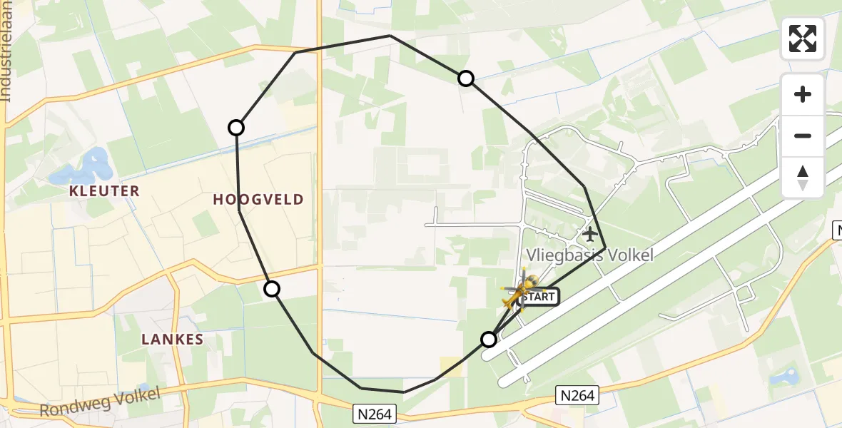 Vluchtroute Traumahelikopter Vliegbasis Volkel - Vliegbasis Volkel, 16 juli 2026, 23:13