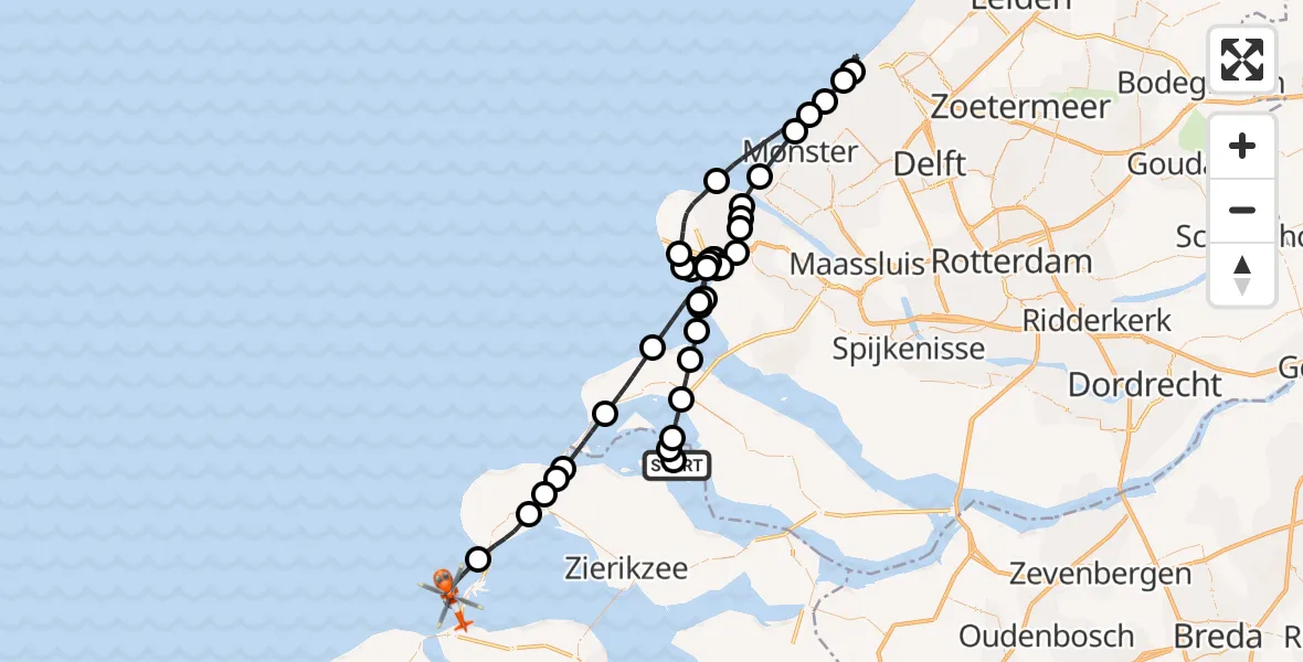 Vluchtroute Kustwachthelikopter Veermansplaat - Noordzee, 17 juli 2026, 07:31