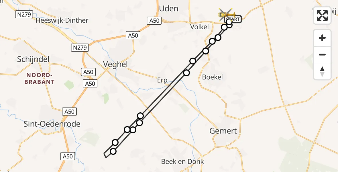 Vluchtroute Traumahelikopter Vliegbasis Volkel - Vliegbasis Volkel, 17 juli 2026, 08:57