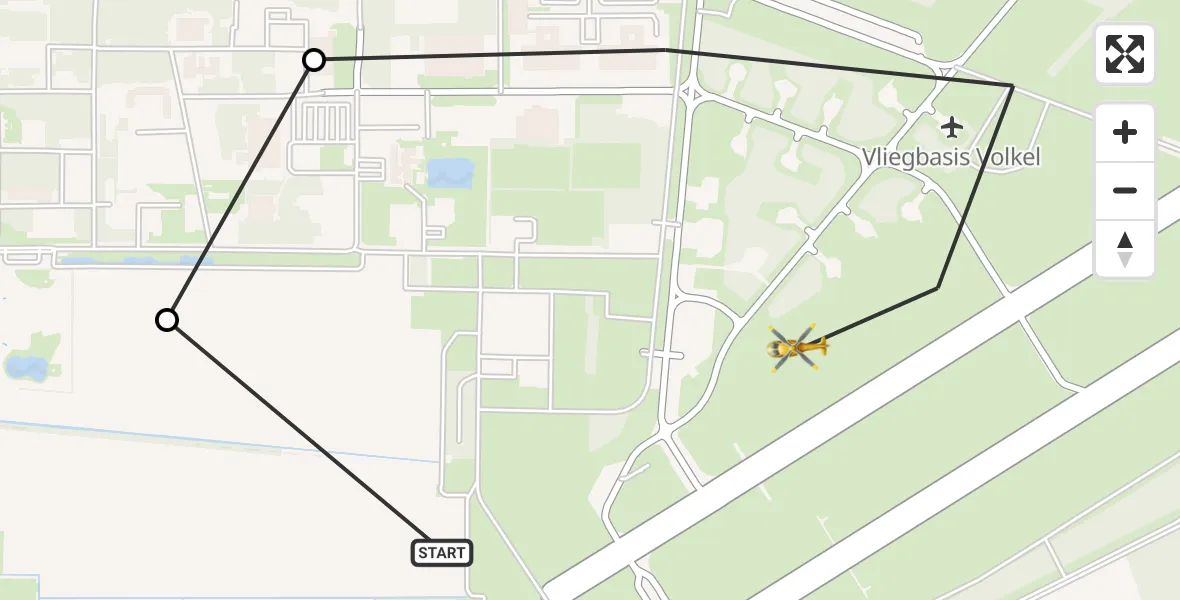 Vluchtroute Traumahelikopter Vliegbasis Volkel - Vliegbasis Volkel, 17 juli 2026, 12:07