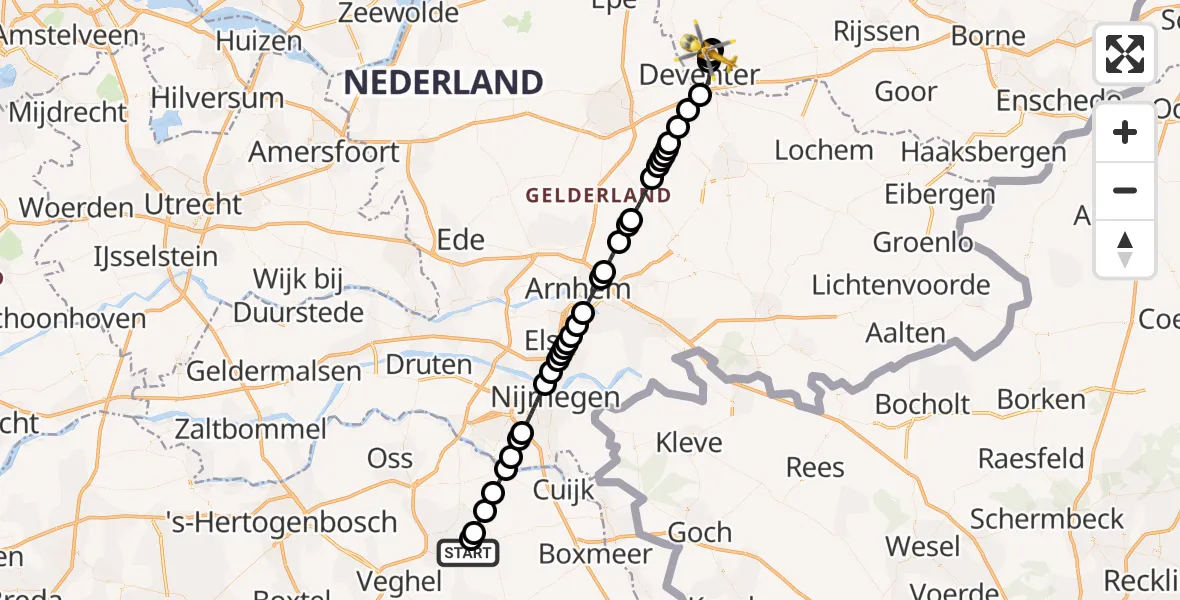 Vluchtroute Traumahelikopter Vliegbasis Volkel - Diepenveen, 17 juli 2026, 14:19