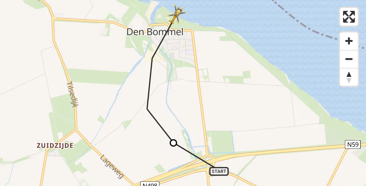 Vluchtroute Traumahelikopter Ooltgensplaat - Den Bommel, 17 juli 2026, 15:22