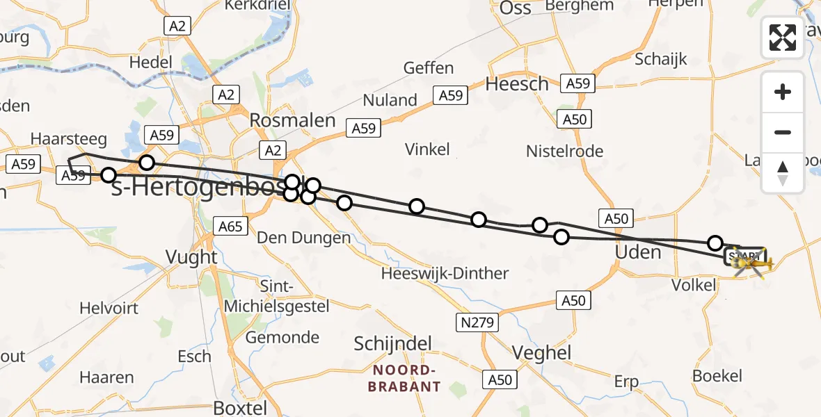 Vluchtroute Traumahelikopter Vliegbasis Volkel - Vliegbasis Volkel, 17 juli 2026, 16:58