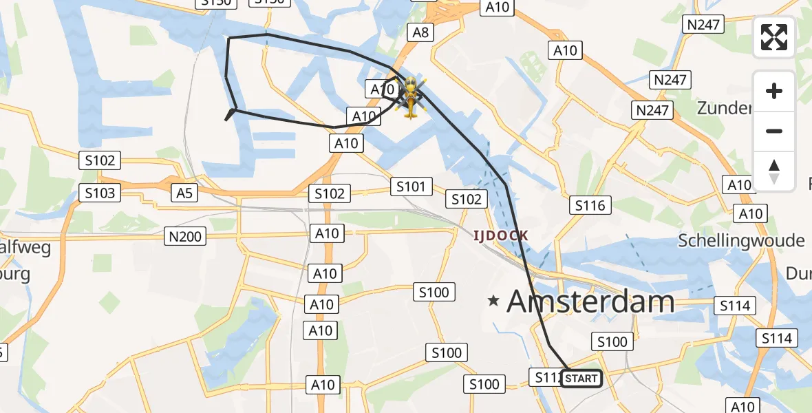 Vluchtroute Traumahelikopter Amsterdam - Amsterdam, 18 juli 2026, 06:34