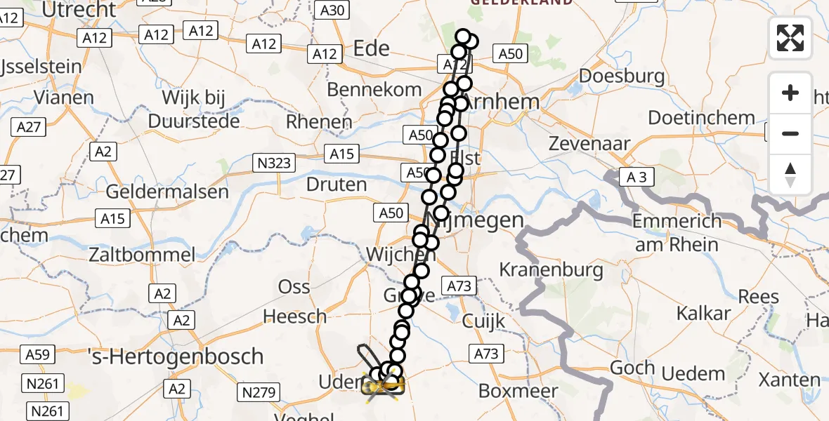 Vluchtroute Traumahelikopter Vliegbasis Volkel - Vliegbasis Volkel, 18 juli 2026, 07:58