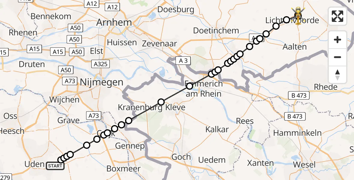 Vluchtroute Traumahelikopter Vliegbasis Volkel - Vragender, 18 juli 2026, 09:38
