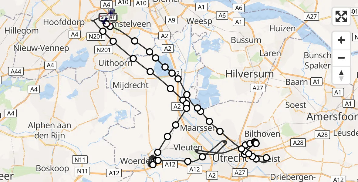 Vluchtroute Politiehelikopter Amsterdam Vliegveld Schiphol - Amsterdam Vliegveld Schiphol, 18 juli 2026, 10:45