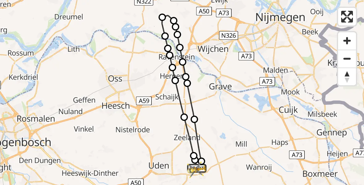 Vluchtroute Traumahelikopter Vliegbasis Volkel - Vliegbasis Volkel, 18 juli 2026, 12:06