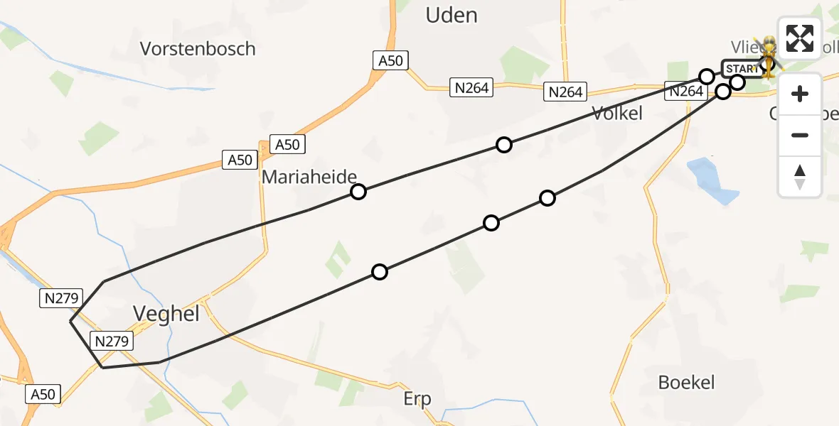 Vluchtroute Traumahelikopter Vliegbasis Volkel - Vliegbasis Volkel, 18 juli 2026, 15:38