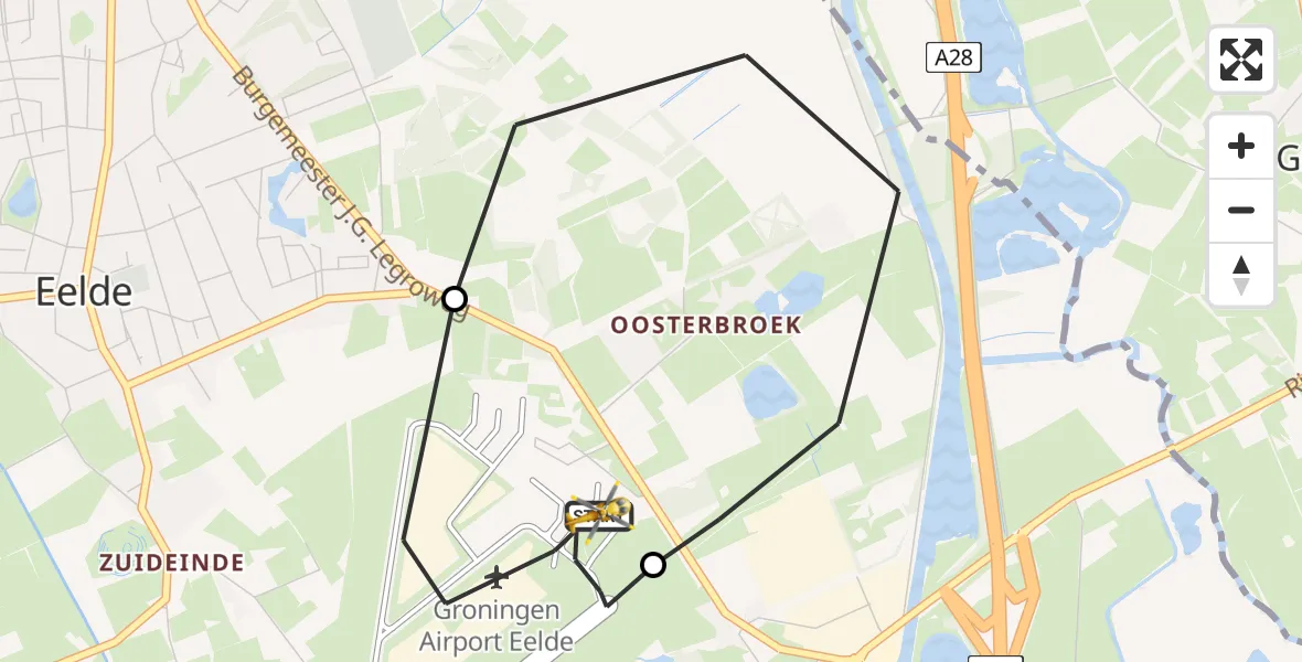 Vluchtroute Traumahelikopter Groningen Airport Eelde - Groningen Airport Eelde, 19 juli 2026, 07:25