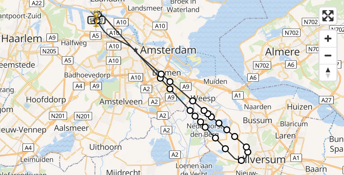 Vluchtroute Traumahelikopter Amsterdam Heliport - Amsterdam Heliport, 19 juli 2026, 07:30