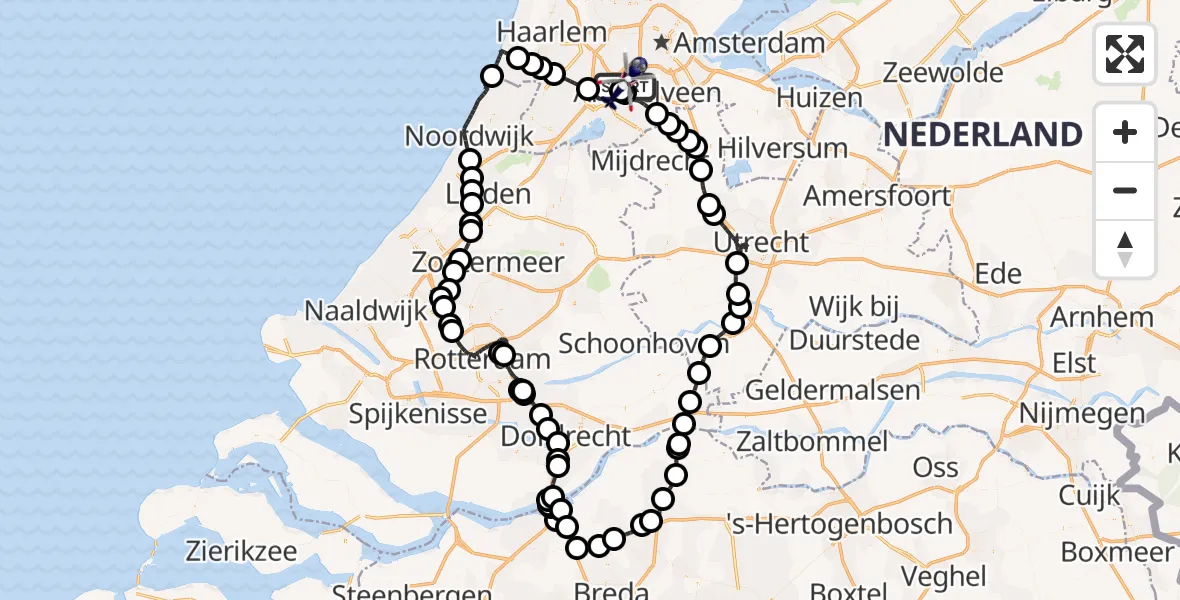 Vluchtroute Politiehelikopter Amsterdam Vliegveld Schiphol - Amsterdam Vliegveld Schiphol, 19 juli 2026, 10:08