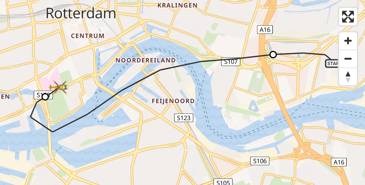 Vluchtroute Traumahelikopter Capelle aan den IJssel - Erasmus MC, 19 juli 2026, 10:19