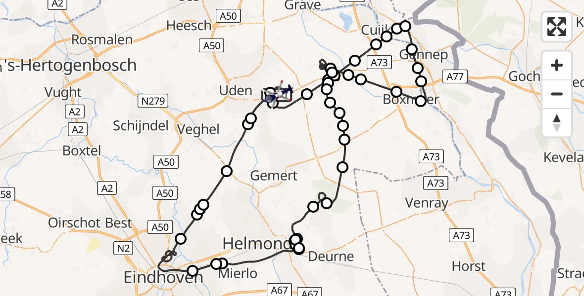 Vluchtroute Politiehelikopter Vliegbasis Volkel - Vliegbasis Volkel, 19 juli 2026, 10:49