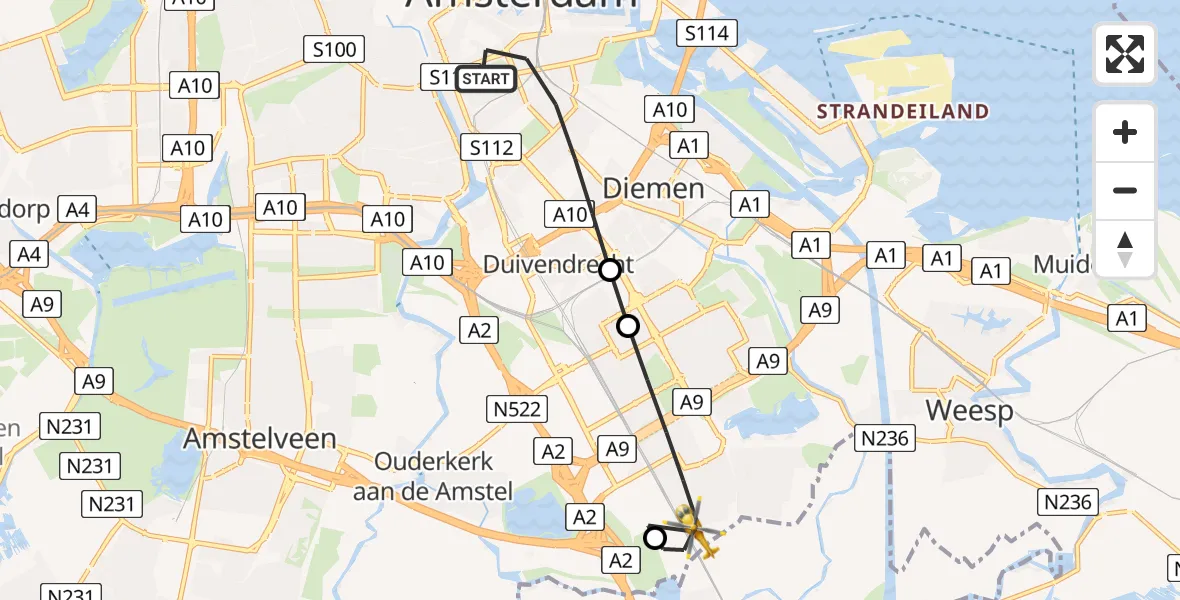 Vluchtroute Traumahelikopter Amsterdam - Amsterdam, 19 juli 2026, 11:01