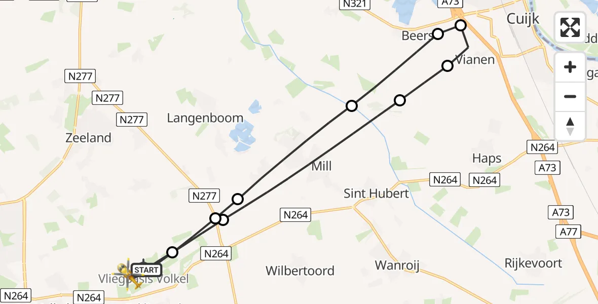 Vluchtroute Traumahelikopter Vliegbasis Volkel - Vliegbasis Volkel, 19 juli 2026, 11:23