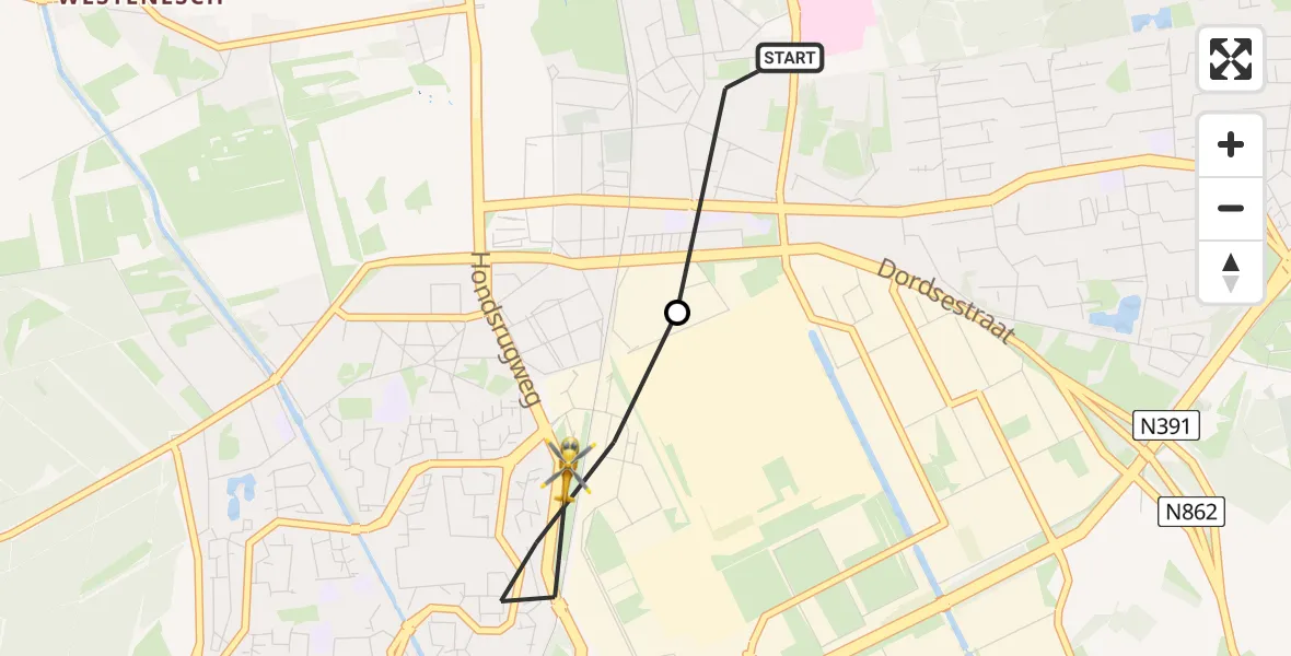 Vluchtroute Traumahelikopter Scheper Ziekenhuis Helipad - Emmen, 19 juli 2026, 12:02