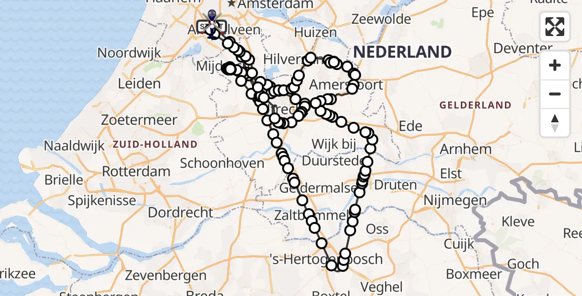 Vluchtroute Politiehelikopter Amsterdam Vliegveld Schiphol - Amsterdam Vliegveld Schiphol, 19 juli 2026, 17:31