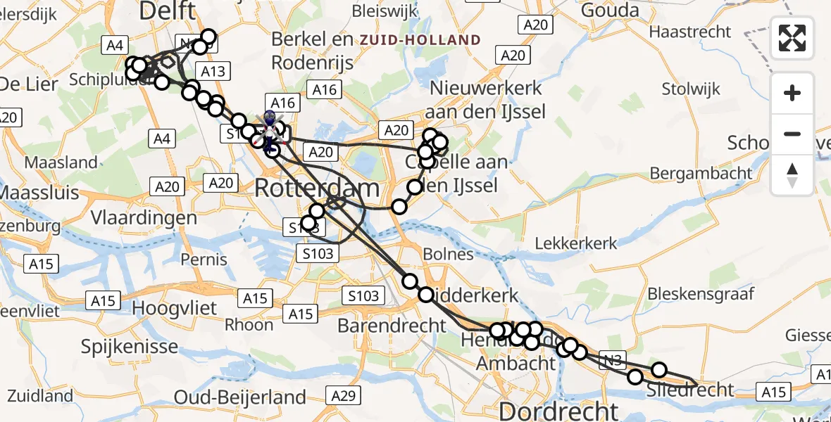 Vluchtroute Politiehelikopter Rotterdam The Hague Airport - Rotterdam The Hague Airport, 19 juli 2026, 17:54