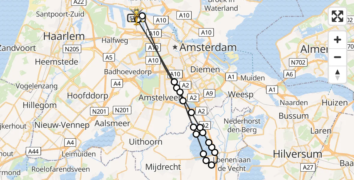 Vluchtroute Traumahelikopter Amsterdam Heliport - Amsterdam Heliport, 19 juli 2026, 20:57