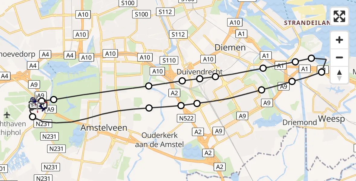 Vluchtroute Politiehelikopter Amsterdam Vliegveld Schiphol - Amsterdam Vliegveld Schiphol, 20 juli 2026, 05:27